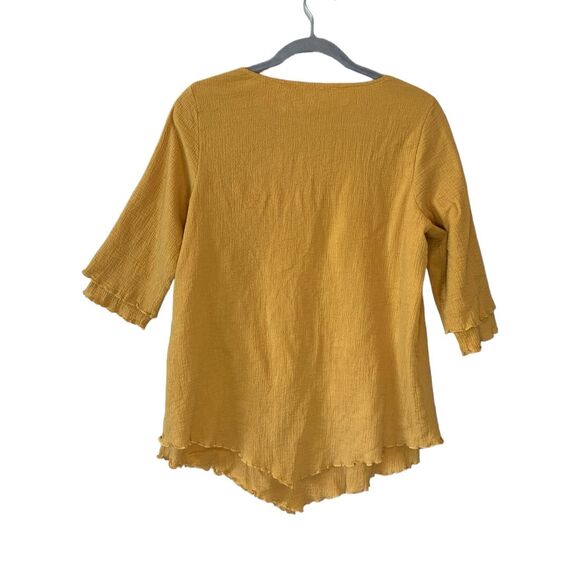 Soft Surroundings 3/4 Sleeve Top Size Medium Top Dark Yellow - Picture 2 of 3